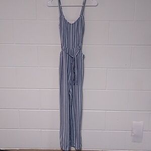 HOLISTER SUPER SOFT, GATHERED BACK, WIDELEG, BLUE STRIPE, WOVEN, JUMPSUIT